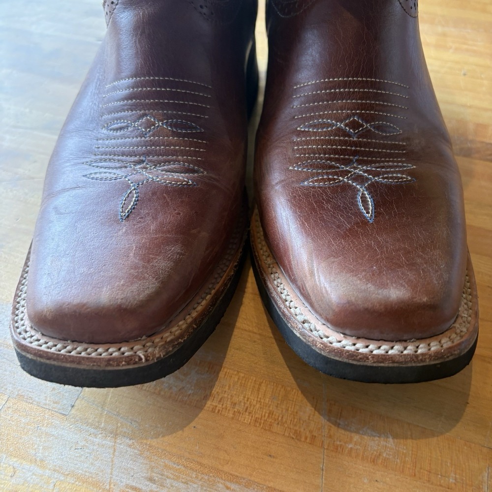 Potrero‎ Brown Western Slip On Boots Square Toe Men's 8 Mex 27 Stitched - Picture 8 of 10